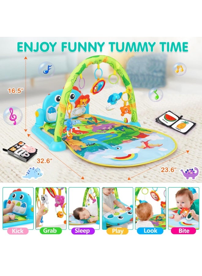 أل أيه بريشوس بساط لعب للأطفال، بساط أنشطة ممتع على شكل بيانو لوقت الاستلقاء على البطن مع 5 ألعاب حسية للأطفال الرضع، موسيقى وأضواء، هدايا للأولاد والبنات حديثي الولادة من عمر 0 ​​إلى 3 و6 و9 و12 شهرًا - Image 3